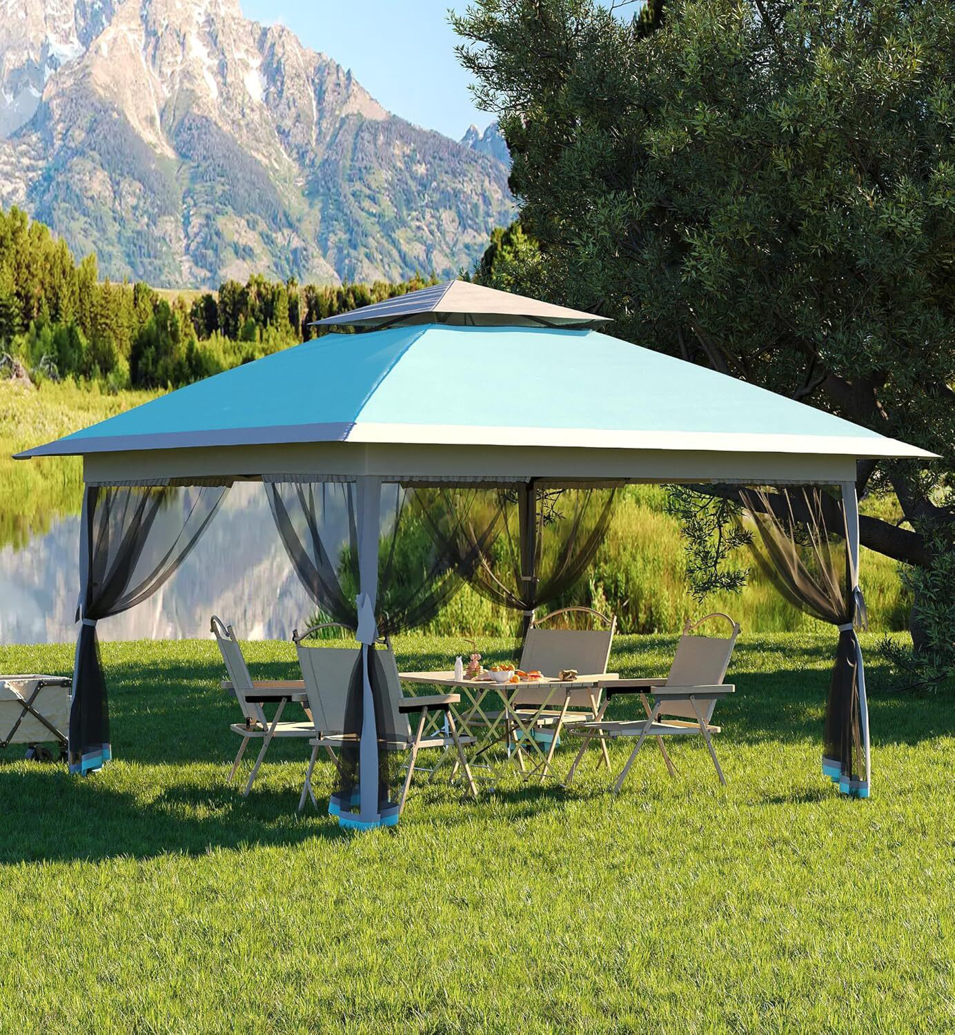 Zstar Outdoor Pop Up Gazebo, With Mosquito Netting Rectangular | Wayfair