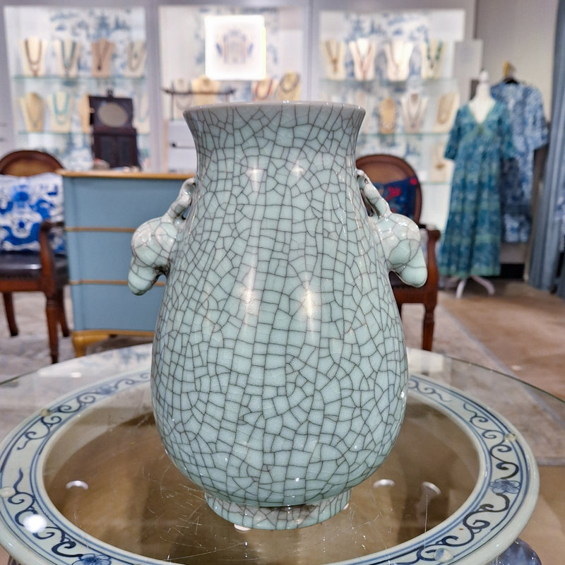 Porcelain Deer Head Handled Vase