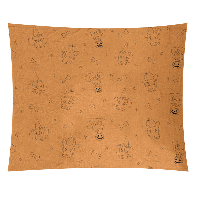 Tapisserie de noël halloween en polyester fêtes, H 27,5 po x l 37,5 po, Orange / Noir