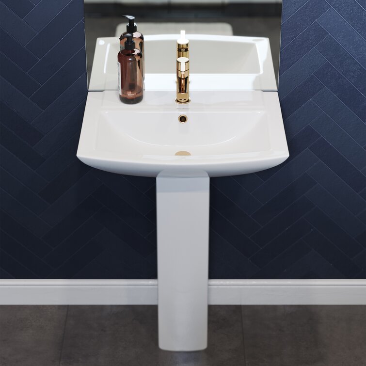 Sublime 24" Rectangular Pedestal Bathroom Sink with Overflow