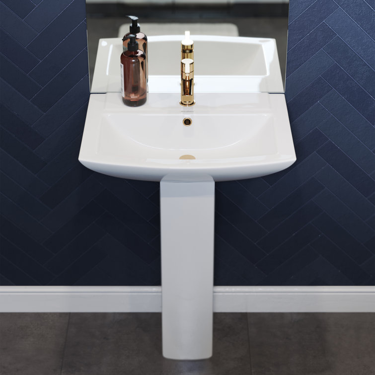 Sublime 24" Rectangular Pedestal Bathroom Sink with Overflow(incomplete sink only)