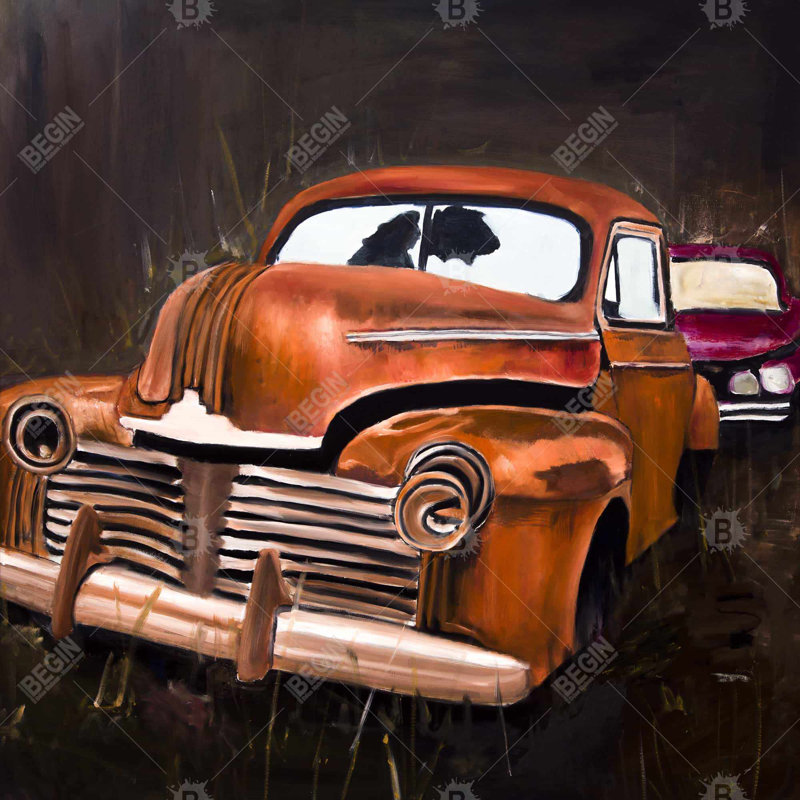 «Old Car Crash Still Life» sur toile | Décoration de chambre américaine