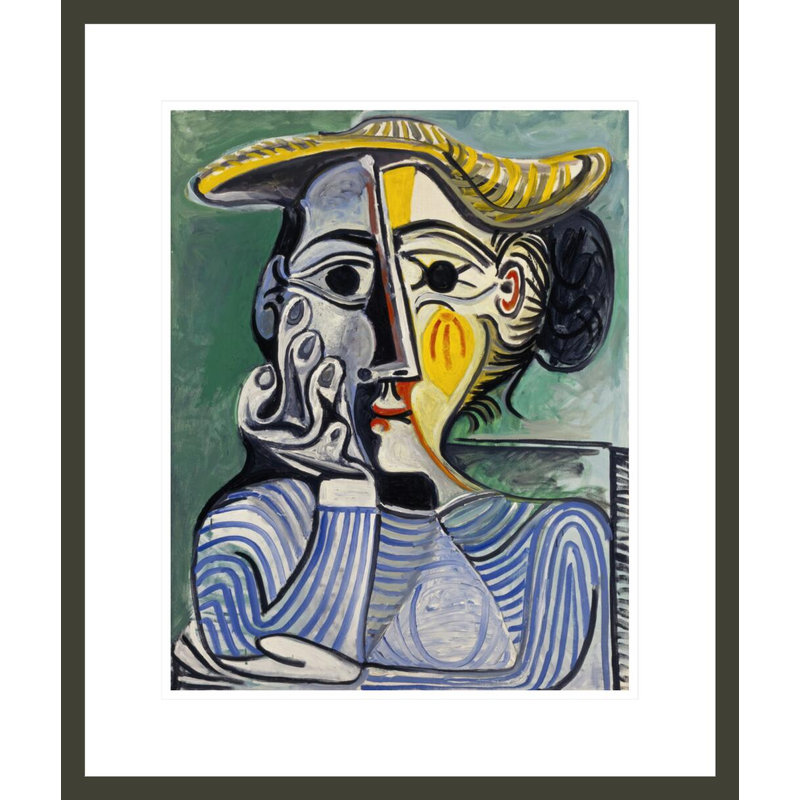 Femme au chignon et au chapeau by Pablo Picasso -Framed Giclee Print, 20.93" H x 17.75" W