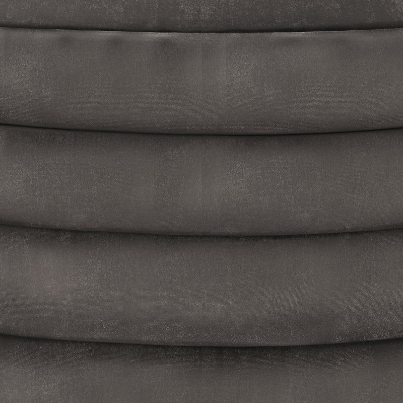 Vivienne 20"W Round Handcrafted Pouf, Gray Velvet