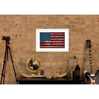 « us constitution-american flag, wood planches », impression encadrée