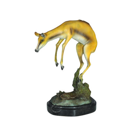 Statue de Tahmid sautant en bronze Impala - Taille: L 9 po x l 7 po x H 16 po.
