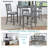 5 Piece Dining Table Set, Wooden Dining Square Table Set for 4, Counter Height Kitchen Table Set with Square Table and 4 Upholstered Chairs for Small Space, Grey