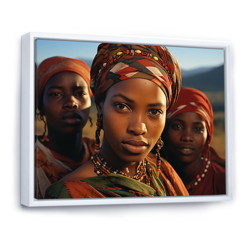 Tribu africaine Cielke, portrait de Xhosa II sur toile, H 24 po x l 32 po x P 1 po, Cadre flottant blanc