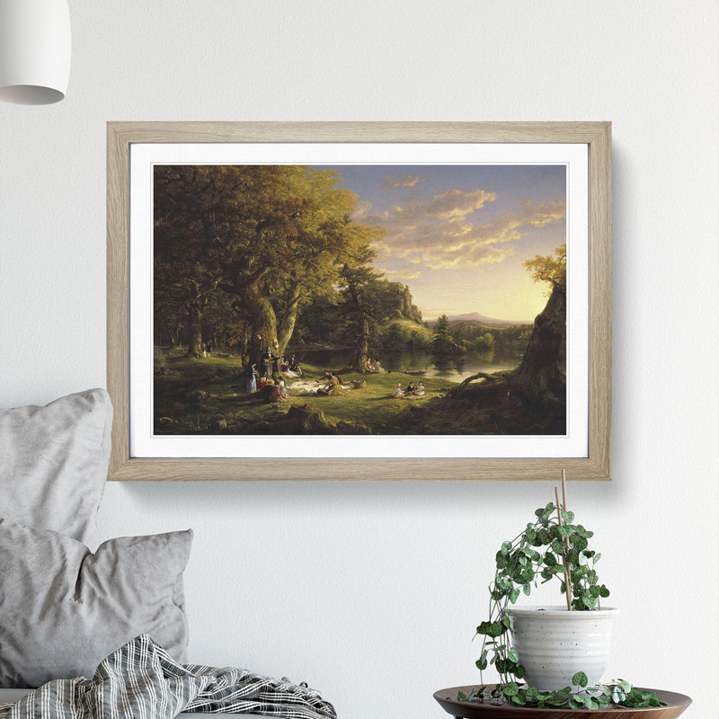 The Picnic by Thomas Cole - Picture Frame Painting, Oak Framed, 48cm H x 65cm W x 2cm D