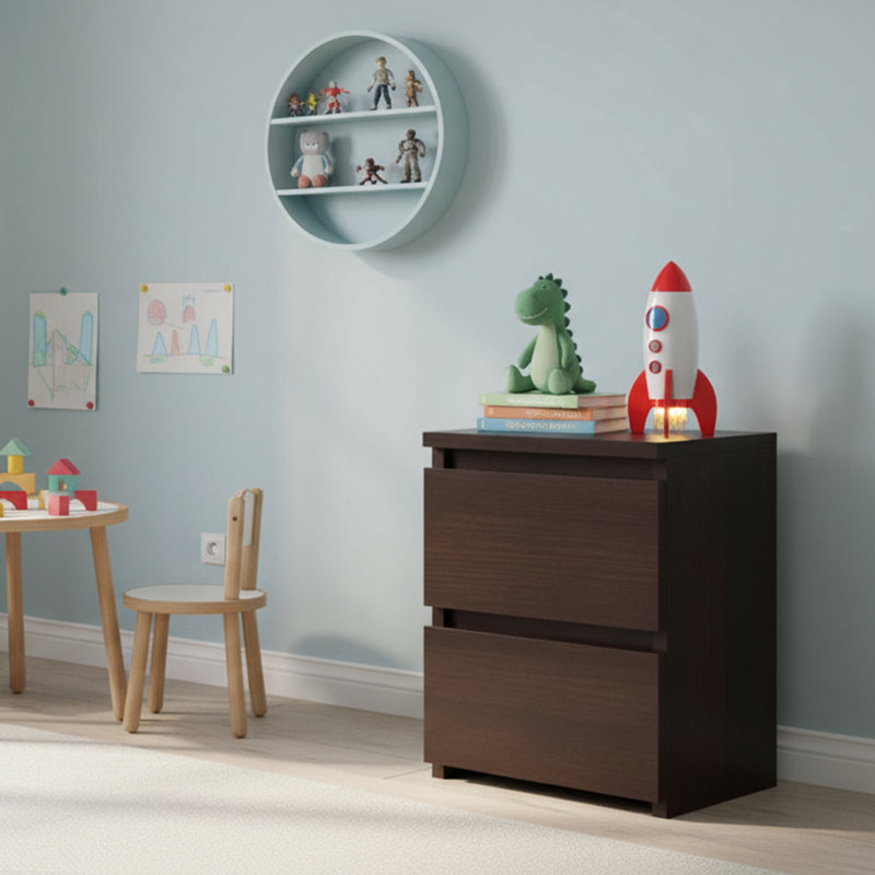 Delancey 30cm W Manufactured Wood Bedside Table, Wenge