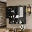 Armoire à pharmacie à miroir de 30 pouces avec tablettes ouvertes, rangement mural mural avec portes et miroir, tablette réglable, armoire de rangement pour salle de bain au-dessus de la toilette-137690291