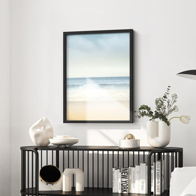 Reproduction d'une plage tranquille, vagues douces, Illustration de la nature, petite œuvre d'art