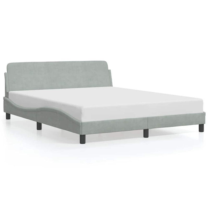 Cadre de lit vidaXL Gris clair 152x203 cm Velours, Grand, Gris clair