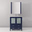 Meuble-lavabo bleu marine l 30 po x P 18,25 po, comptoir en céramique blanche, ensemble de robinets et miroir de 28 po
