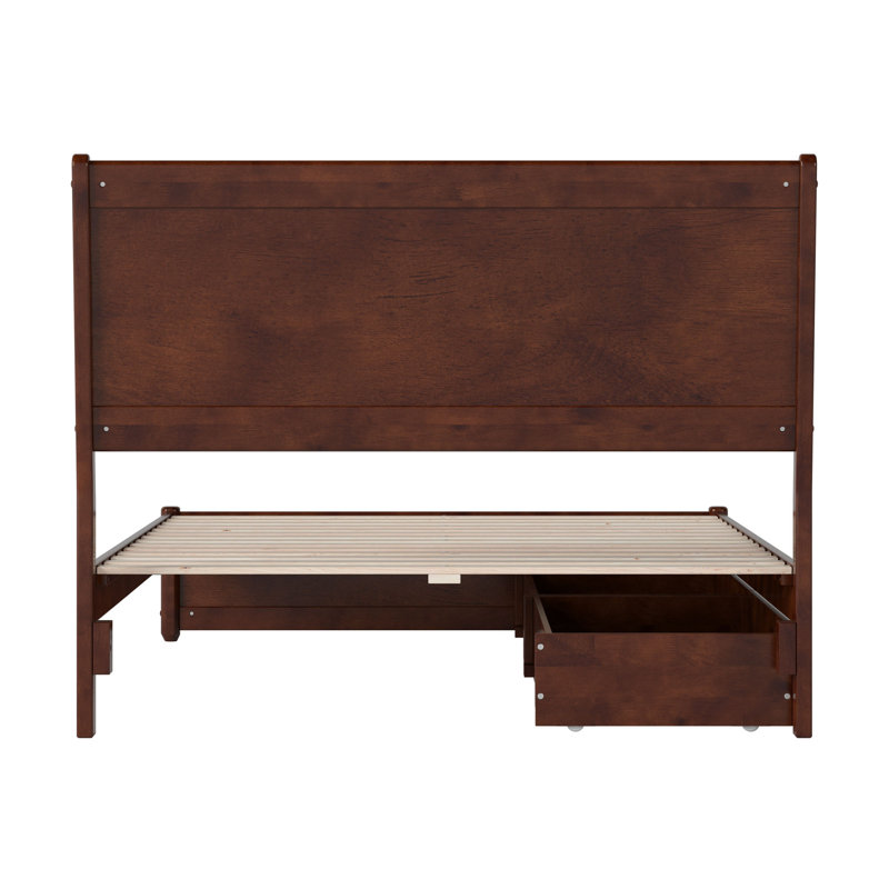 Avdesh Solid Wood Sleigh Storage Bed, Full, Walnut