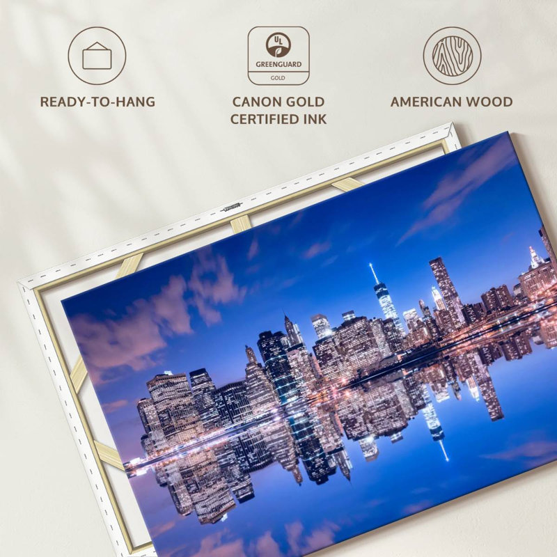 Sireci Manhattan Night Skyline, 26'' H x 39'' W