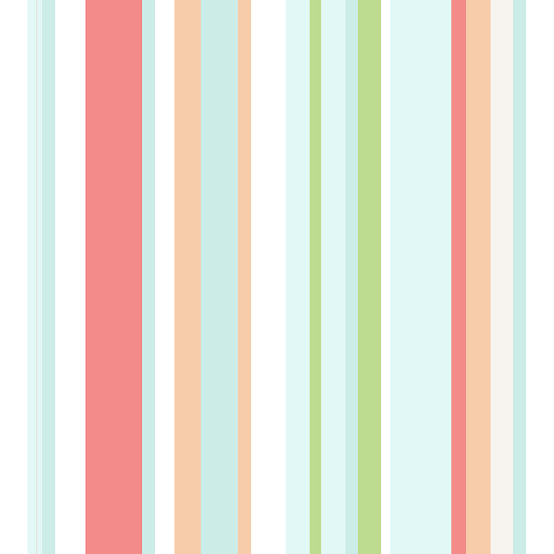 Rouleau de papier peint lisse L 33 pi x l 20,5 po Walk the Line, Pêche / Turquoise