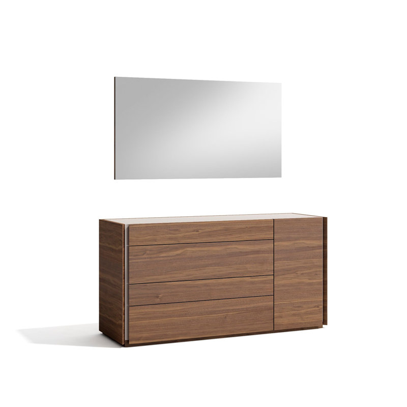 Mcginty 55.1'' W 4 - Drawer Dresser, Walnut