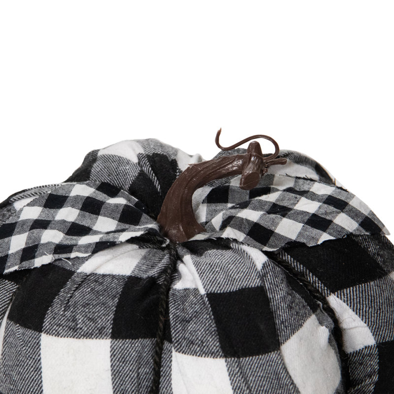 Black and White Buffalo Plaid Fall Harvest Pumpkin Figurine
