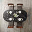 63" Fluted Oval Dining Table Double Pedestal Kitchen Table For 4-6 With Thickened Edge & Semi-cylindrical Base-510186308