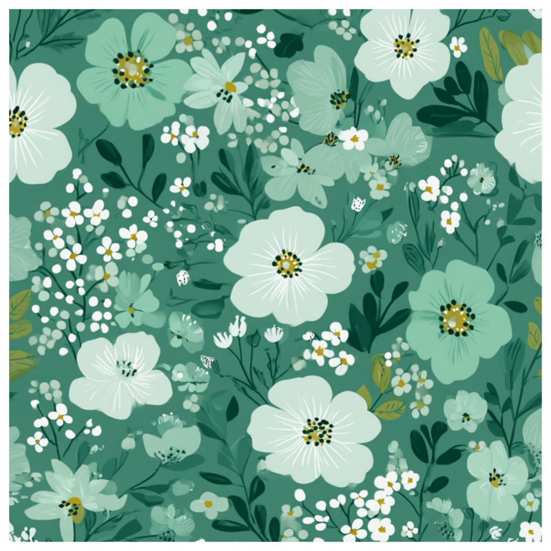 Couvre-lit matelassé vert à motif floral toutes tailles, Lit simple