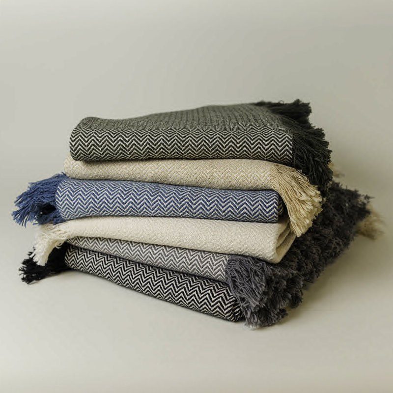 46 x 67 Woven Throw, Blue Chevron