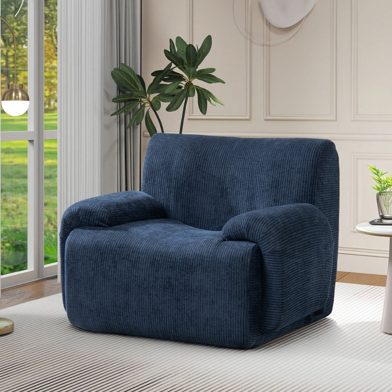 Chaise d'appoint moderne rembourrée surdimensionnée, canapé simple sans siège avec assise profonde, Marine