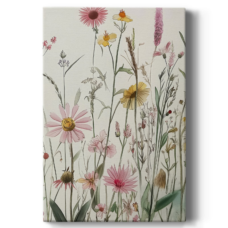 Toile tendue avec châssis floral, prêt à accrocher, H 48 po x l 32 po