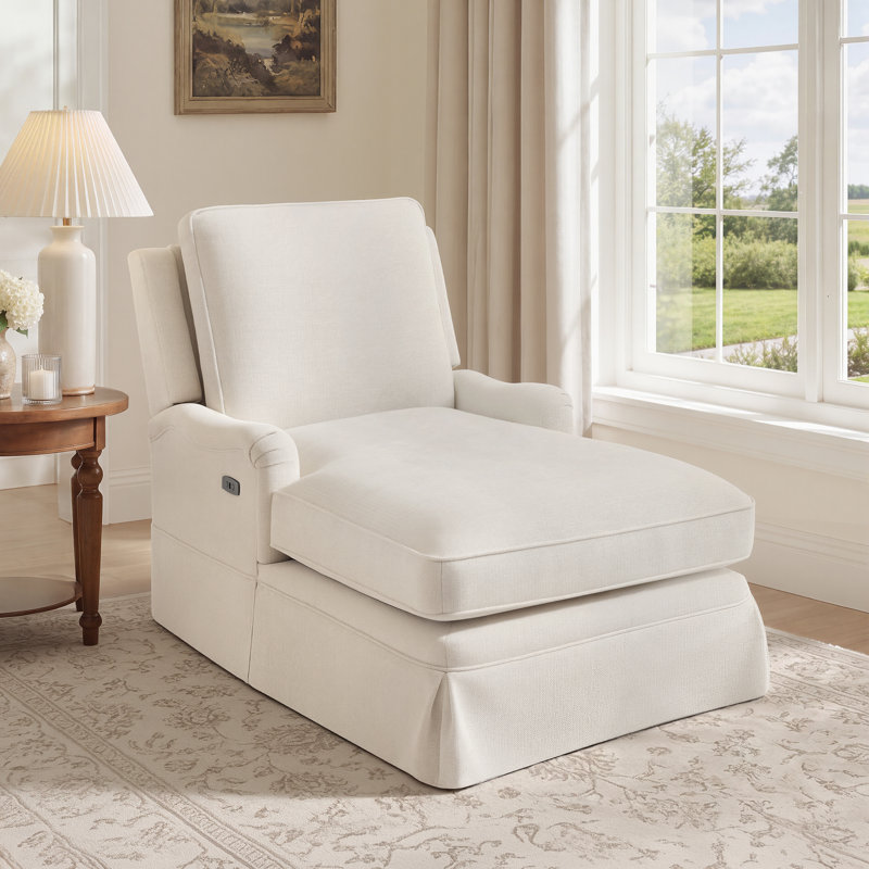 Fauteuil inclinable électrique rembourré Farah pour le salon et la chambre à coucher, Blanc avoine