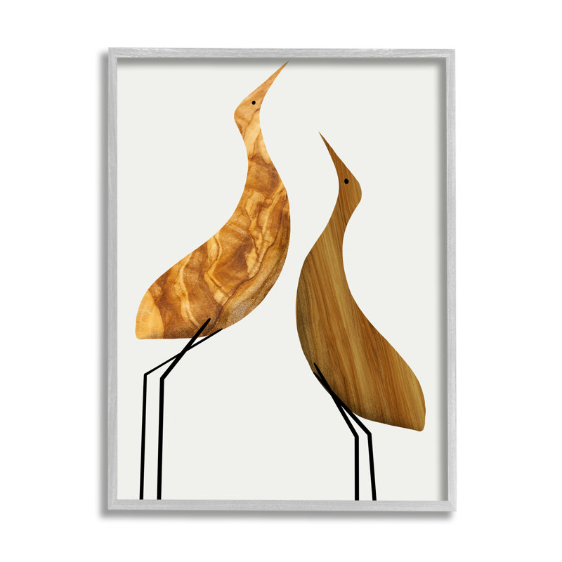 Oiseau rustique moderne avec motif d'oiseaux minimaliste gris surdimensionné, surdimensionné, giclée sur toile, art texturé par Daphne Polselli
