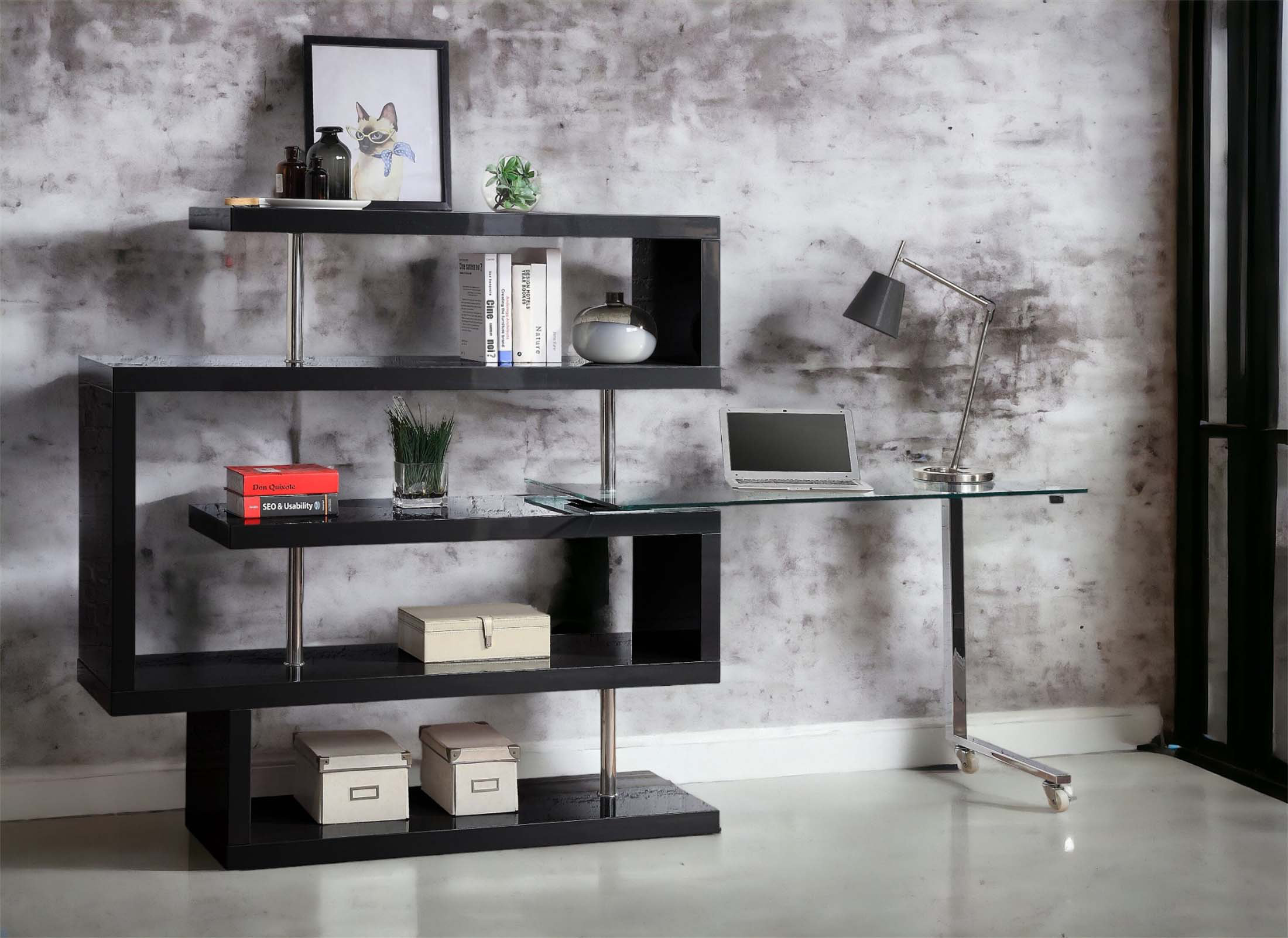 Professional Writing Workspaces Wrought Studio Buck II Clear Glass, Chrome High Gloss Finish Writing ...
