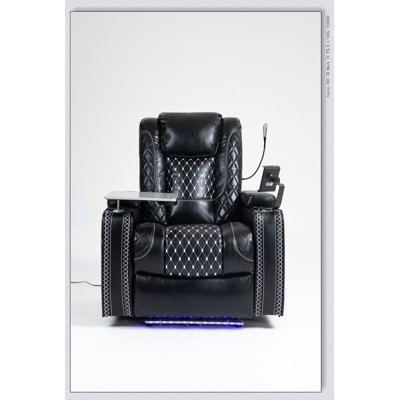 Power Zero Gravity Recliner with Multifunctional Features - Storage Armrest & Cup Holder - Laptop Table & Phone Holder- Reading Light & LED - Infinite Position Recline for Living Room & Office