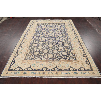 One-of-a-Kind 5'10" X 8'5" 1960s Wool Area Rug in Beige