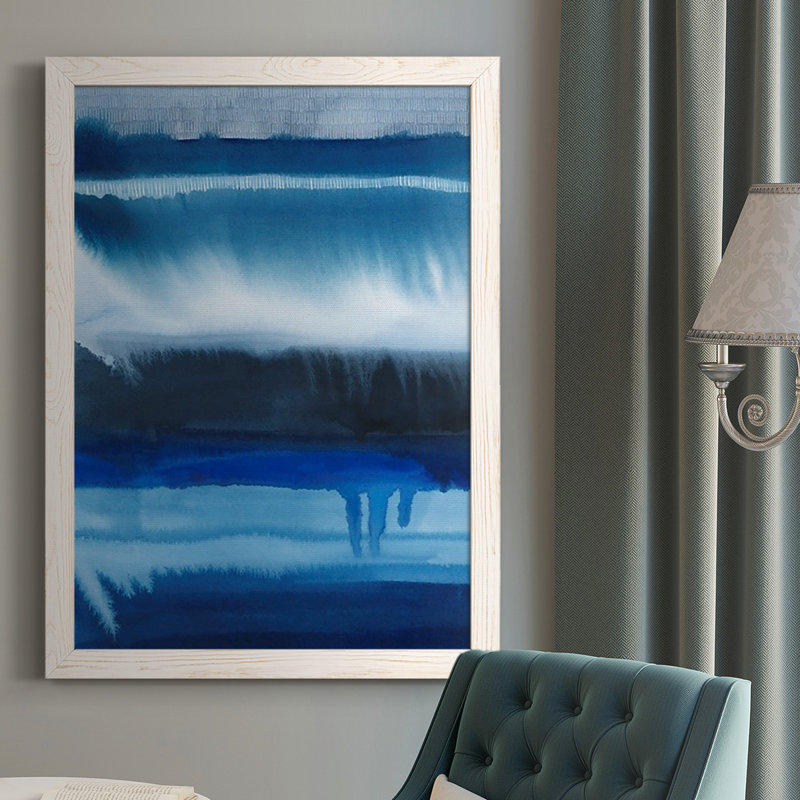 Letourneau Deep Blue Shore II, peinture sur toile encadrée, Toile avec cadre blanc, H 37,5 po x l 27,5 po, Pas de tapis