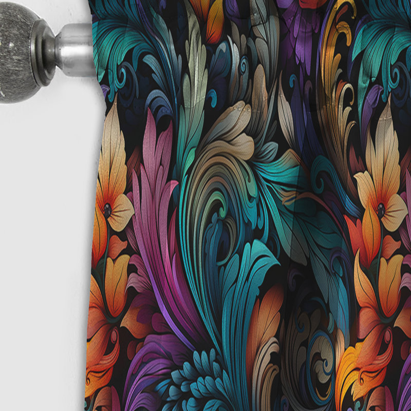 Motif cachemire bohémien Rhapsody IV - Rideau floral - Rideau occultant floral - 1 panneau, L 52 po x L 90 po