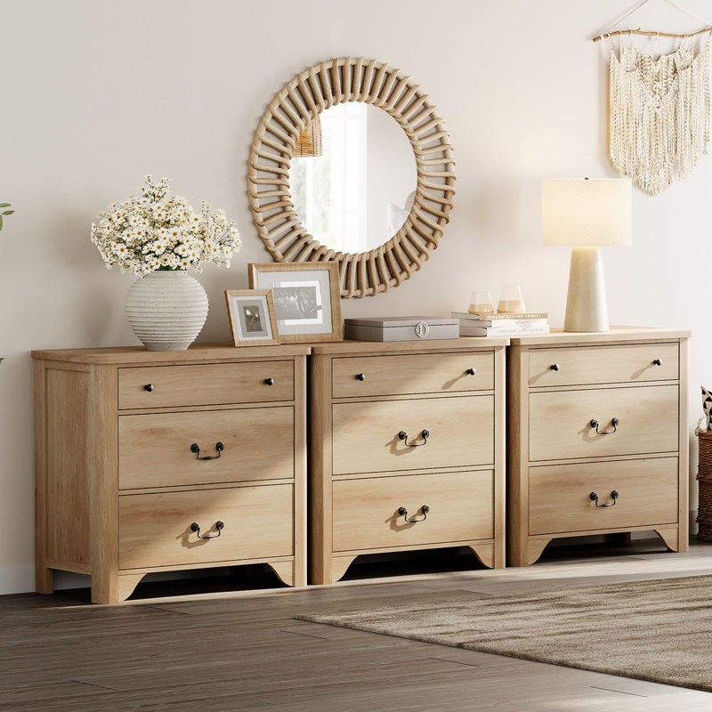  Ensemble de commode 3 pièces Haikey, commode 9 tiroirs l 94,5 po, commode de ferme 3 en 1, table de chevet, table de chevet, armoire de chevet pour chambre à coucher, salon