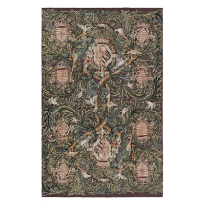 Rug & Kilim’S Armorial Tudor Style Rug In Black, With Beige, Blue And Gold Tones