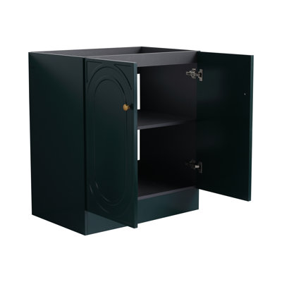 Meuble-lavabo autoportant de 30 po avec portes à fermeture douce et vert foncé