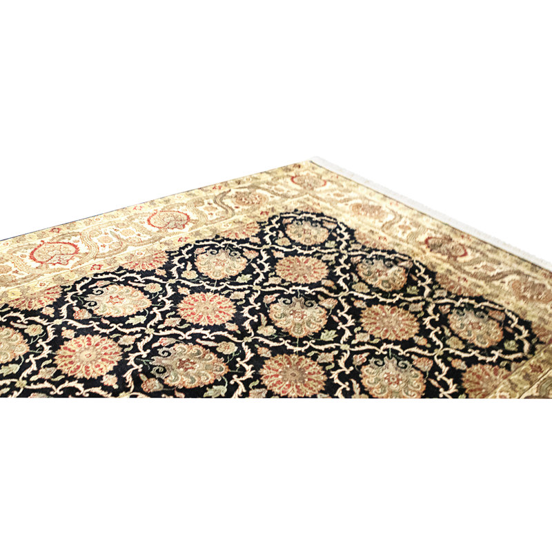 Hand Knotted Area Rug, Black And Red, Rectangle 9'10" x 8'1"