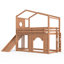 Lit mezzanine simple en bois massif avec glissoire, étagères et garde-robe intégrée-131665672-131665671