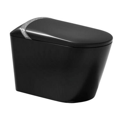 Bathroom's Smart Toilet With Starry Night , Built - In Bidet, Auto Seat Open/Close, Foot Sensor Flush Function, Led Display, Warm Air Dryer, Matte Black Color Bidet Feature, Lid Activation, Porcelain