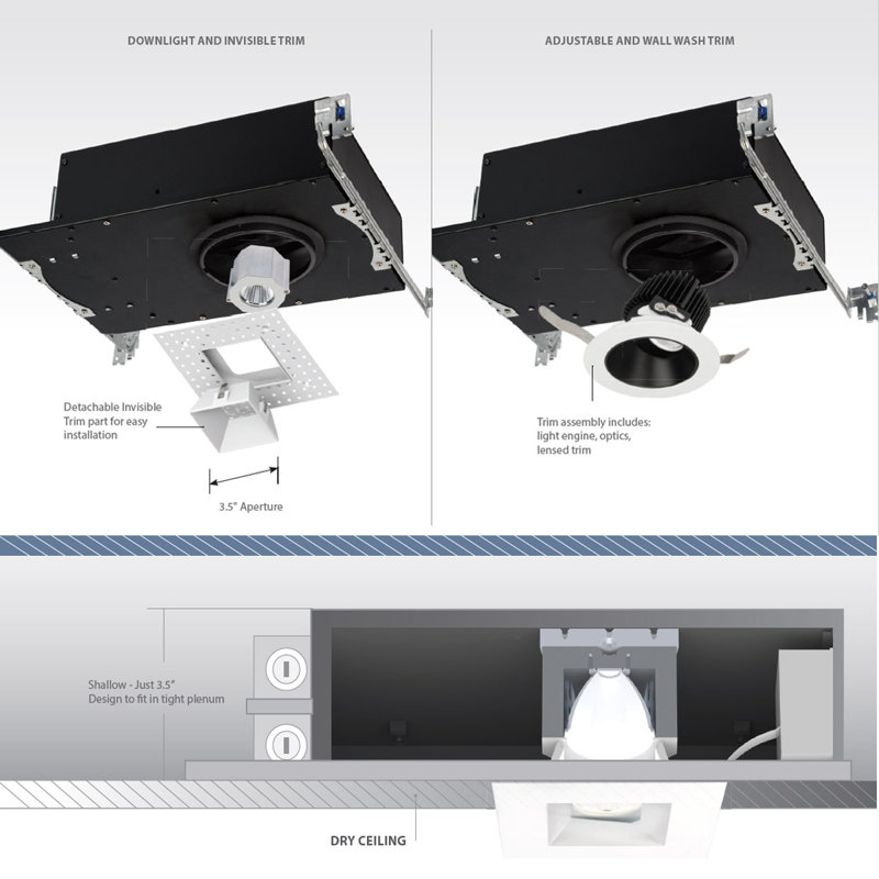 Ensemble d'éclairage encastré 3,5 "à DEL Aether Remodel, 3500K, 40 °, 85