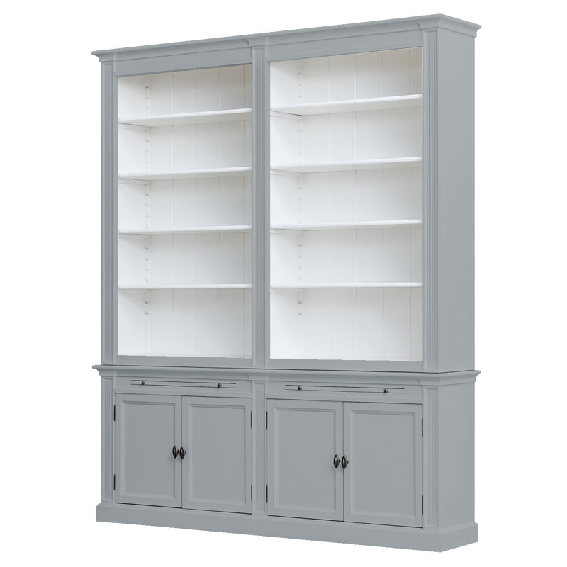 Bowland 240cm H x 200cm W Library Bookcase, Light Grey/White