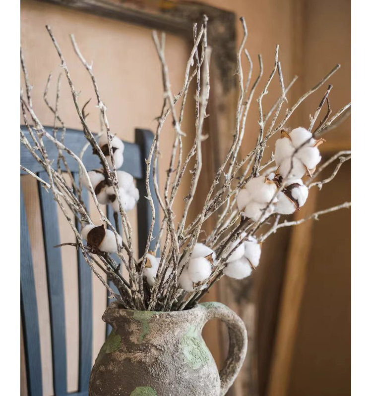 Branche décorative à branches blanches blanchies 22 po de haut, Cinq tiges