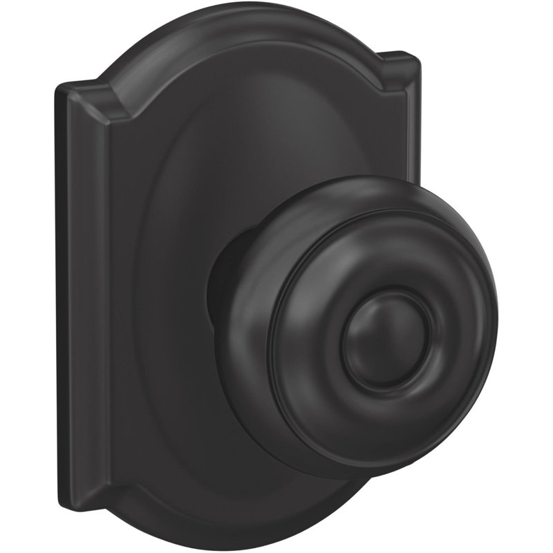 Georgian Hall-Closet and Bed-Bath Knob with Camelot Trim, Matte Black