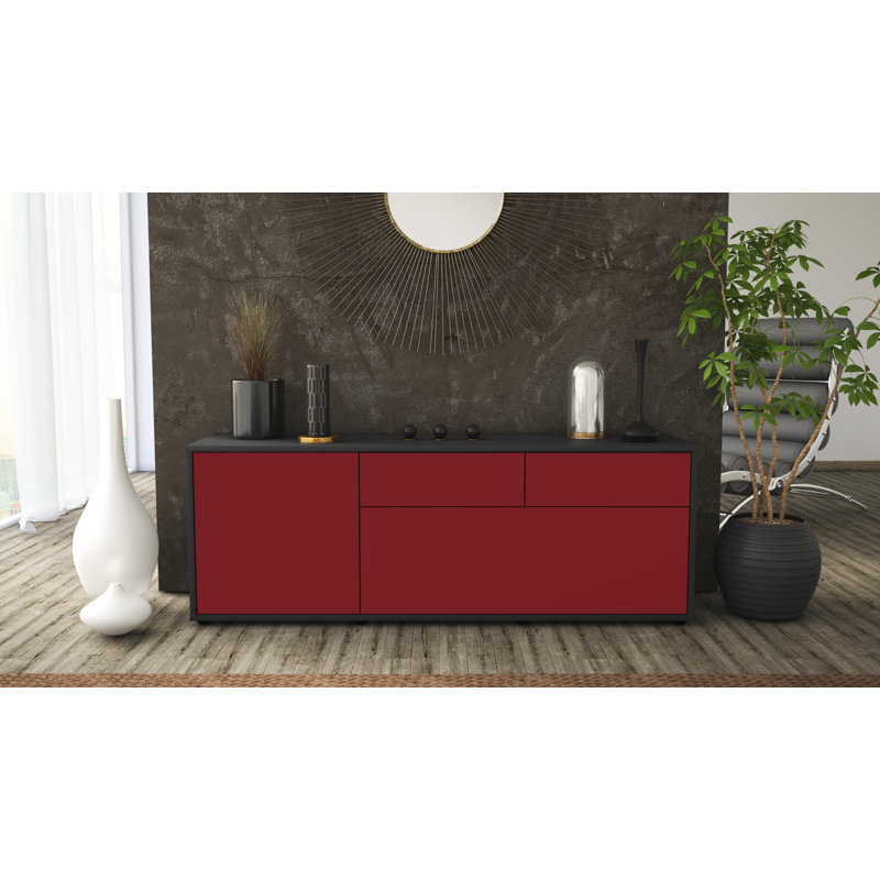 Yamaguchi TV Stand for TVs up to 60", Red / Matte Anthracite