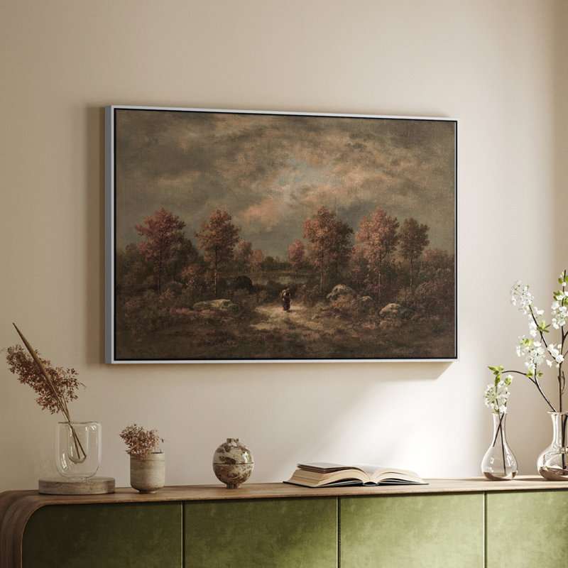 "Vintage Landscape -DXCV III" sur toile, Cadre flottant blanc, H 25 po x l 37 po x P 2 po