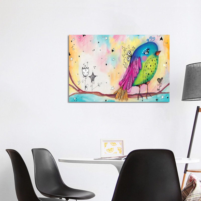 Sweet Bird With Stars by Tamara Laporte - Painting on Canvas, 66.04cm H x 101.6cm W x 3.81cm D, Wrapped Canvas