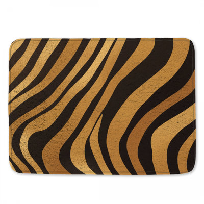 Black Gold Tiger Stripes Bath Mat