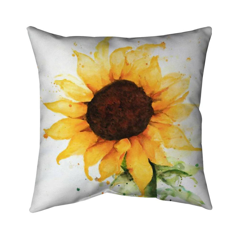 Sunflower Rustic Floral – Outdoor Throw Pillow with Insert, Weather-Resistant, Square 18"
